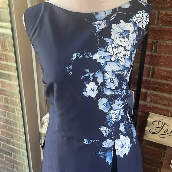 Kay Unger Esti Floral Stretch-Crêpe Walk-Thru Jumpsuit Size 12 NWT - Picture 8 of 10